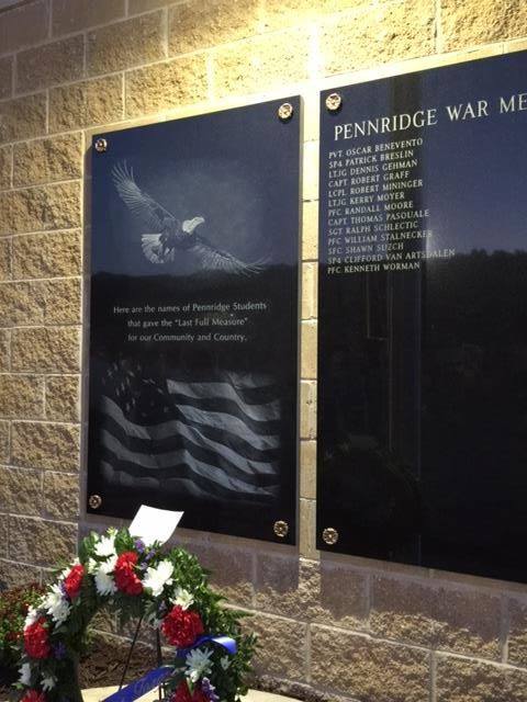 An image of the newly dedicated Pennridge High War Memorial at Helman Field, Pennridge High School Perkasie, 