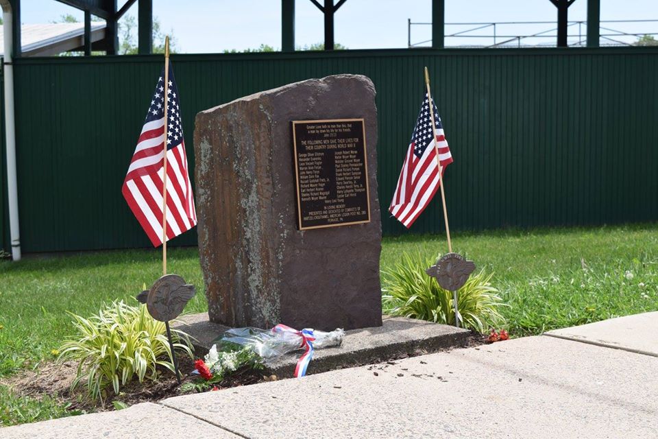 The Perkasie Soldier War II Memorial at 2nd Street Park. 